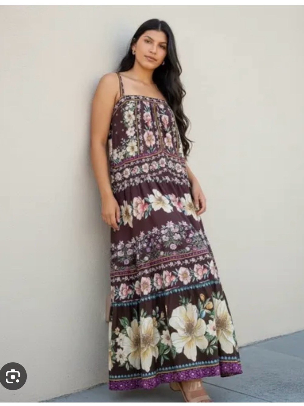 FARM RIO Flori Brown Floral Maxi Dress Brazil Exclusive XXS XS